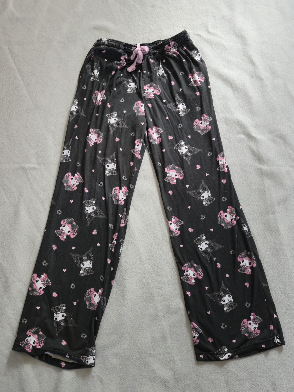 Sanrio Kuromi My Melody Pajama Pants Black Hearts Small